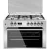 FERRE 900MM SILVER 5 BURNER GAS/ELECTRIC FREE STANDING OVEN