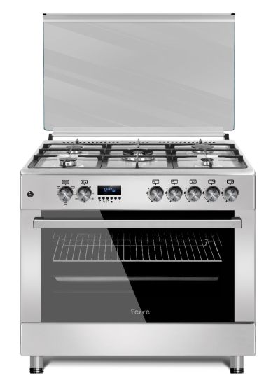 ferre-f9s50e3-fdidtlc-i-900mm-silver-5-burner-gas-electric-free-standing-oven FERRE 900MM SILVER 5 BURNER GAS/ELECTRIC FREE STANDING OVEN