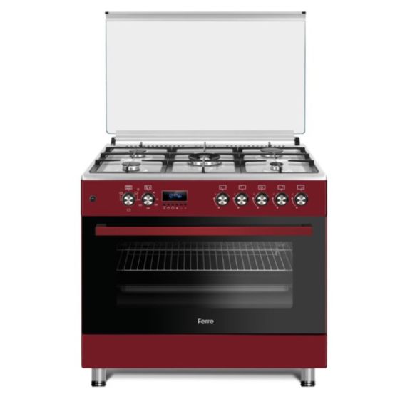 FERRE 900MM STAINLESS STEEL FREE STANDING 5 BURNER GAS/ELECTRIC OVEN