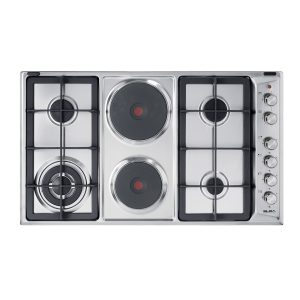 ELBA CLASSIC 90CM 4 BURNER GAS HOB WITH 2 ELECTRIC PLATES- STAINLESS STEEL