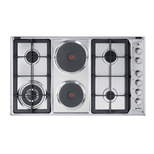 3e4e1f7c78ab47c0967ef022c9694581 ELBA CLASSIC 90CM 4 BURNER GAS HOB WITH 2 ELECTRIC PLATES- STAINLESS STEEL