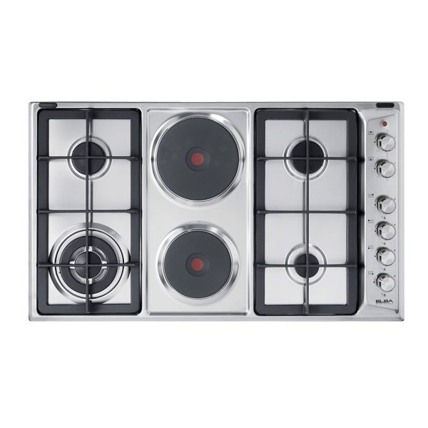 ELBA CLASSIC 90CM 4 BURNER GAS HOB WITH 2 ELECTRIC PLATES- STAINLESS STEEL