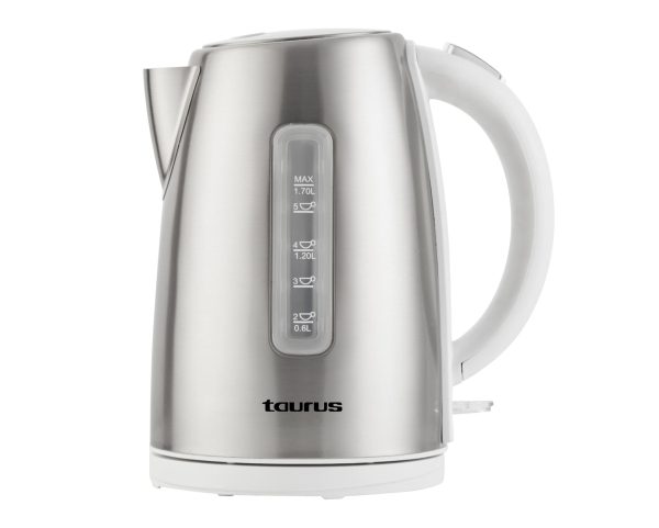 TAURUS KETTLE 360 DEGREE CORDLESS STAINLESS STEEL WITH WHITE TRIM 1.7L 2200W "ARCTIC" #