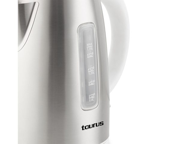 TAURUS KETTLE 360 DEGREE CORDLESS STAINLESS STEEL WITH WHITE TRIM 1.7L 2200W "ARCTIC" #