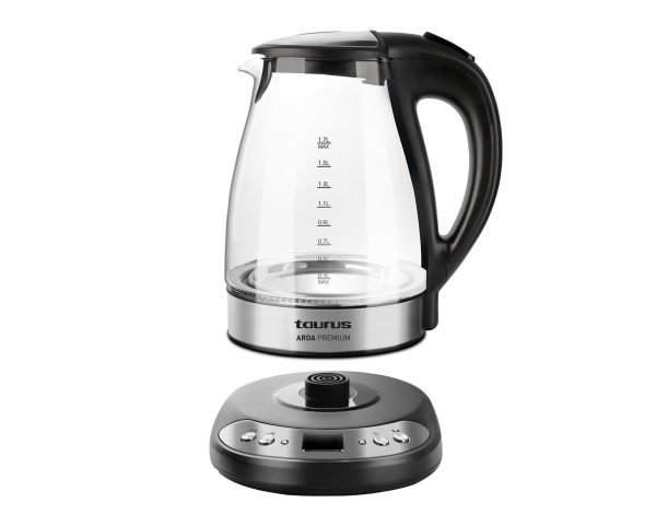 TAURUS KETTLE 360 DEGREE CORDLESS GLASS BLACK 1.7L 2200W AROA PREMIUM