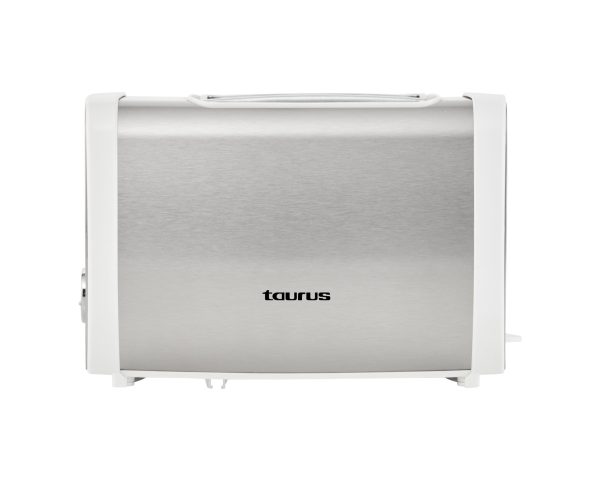 TAURUS TOASTER 2 SLICE STAINLESS STEEL WITH WHITE TRIM 7 HEAT SETTINGS 870W "ARCTIC" #