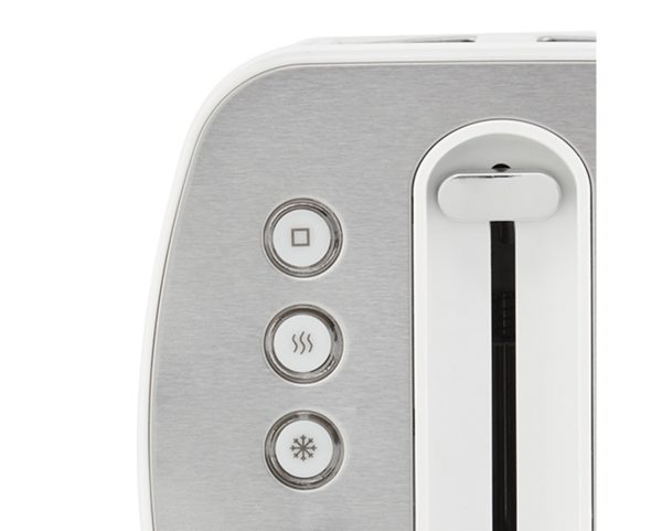 TAURUS TOASTER 2 SLICE STAINLESS STEEL WITH WHITE TRIM 7 HEAT SETTINGS 870W "ARCTIC" #