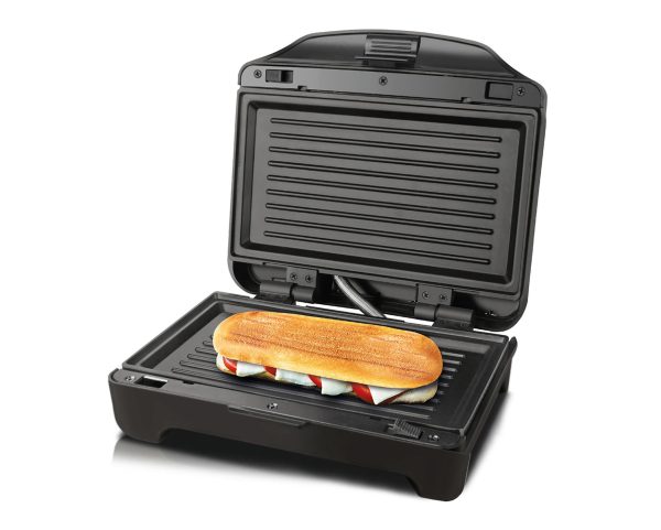 TAURUS SANDWICH MAKER 2 SLICE WITH INTERCHANGABLE PLATES NON-STICK BLACK 900W MIAMI PREMIUM