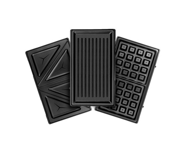 TAURUS SANDWICH MAKER 2 SLICE WITH INTERCHANGABLE PLATES NON-STICK BLACK 900W MIAMI PREMIUM