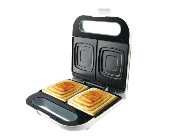 TAURUS SANDWICH MAKER 2 SLICE WHITE JAFFLE PLATE 750W "MYSANDWICH"