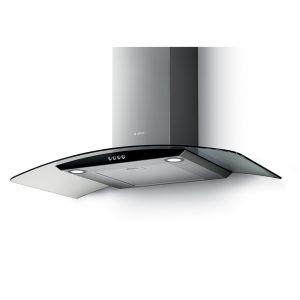 ELICA 90CM CURVED GLASS COOKER HOOD- BLACK GLASS FRONT PANEL
