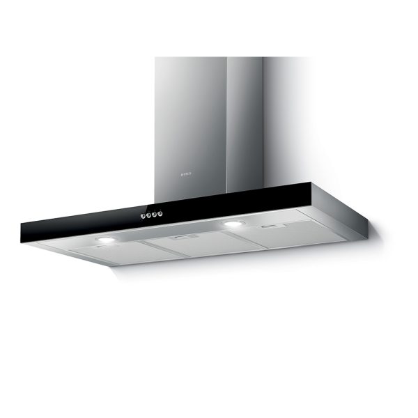 ELICA 90CM BOX STYLE COOKER HOOD- BLACK GLASS FRONT PANEL