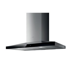 ELICA 90CM WALL MOUNTED COOKER HOOD-SS+BLK GLASSLASS AND STAINLESS STEEL FINISH