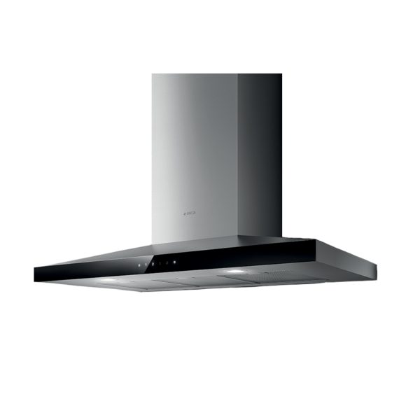 ELICA 90CM WALL MOUNTED COOKER HOOD-SS+BLK GLASSLASS AND STAINLESS STEEL FINISH