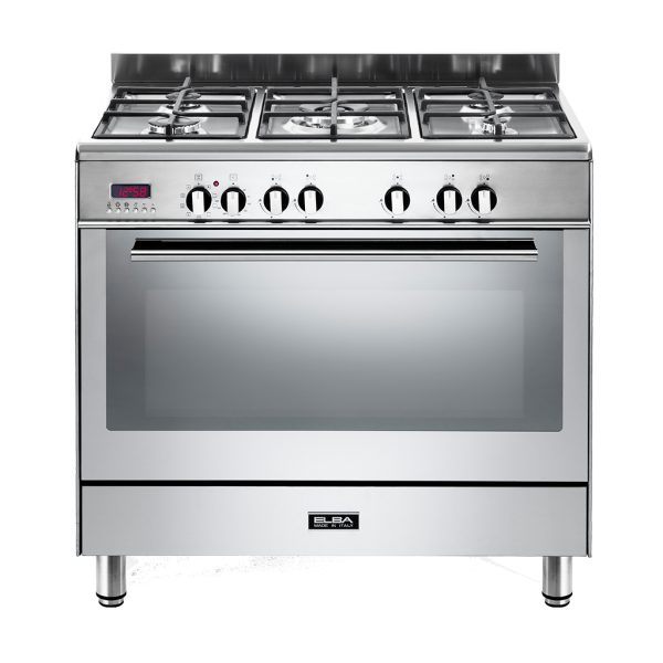 ELBA FUSION 90CM 5 BURNER GAS COOKER WITH ELECTRIC OVEN- STAINLESS STEEL