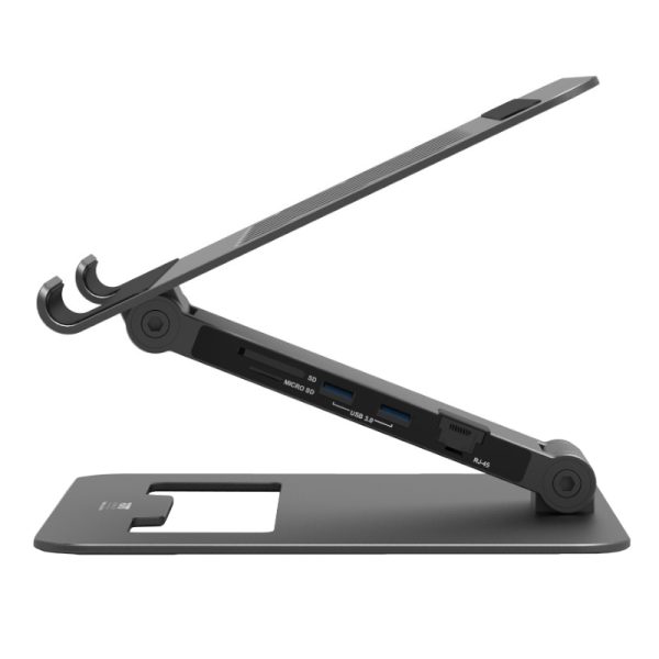 Port Connect Adjustable Stand + Dock Type-C to 1 x RJ45|2 x USB3.1 Gen1|2 x HDMI 4k@60Hz|1 x Type-C|PD85W|SD& Micro SD Reader