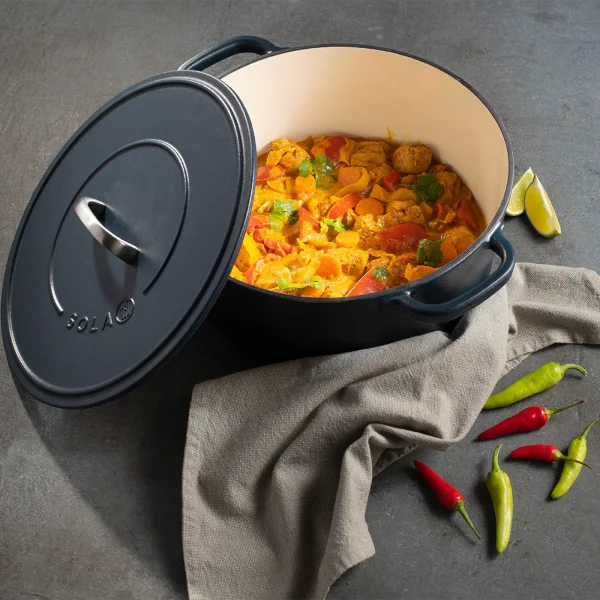 Sola 24cm Matt Blue Cast Iron Casserole