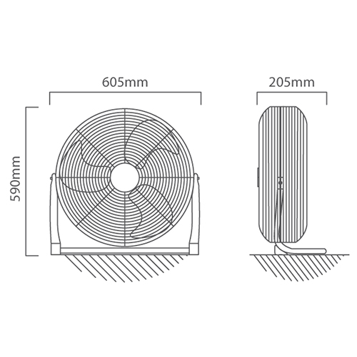 Eurolux 120W Industrial floor fan 20' chrome