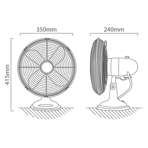 Eurolux Desk fan 12' 3 speed chrome