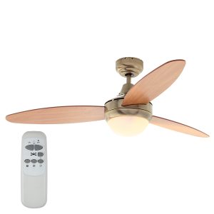 Eurolux Swirl Fan (3 Blades) Antique Brass/Maple Cherry – Excl. 2 x E14 40w