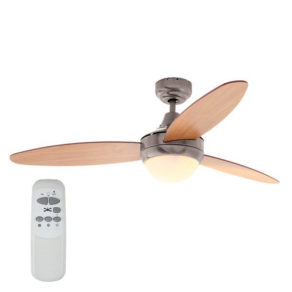 Eurolux Swirl Fan (3 Blades) Satin Chrome/Maple Cherry - Excl. 2 x E14 40w