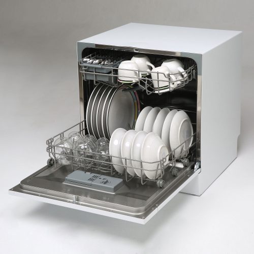 SDW8W-OPEN-FULL-SIDE-ON Swan 8 Place Setting Countertop Dishwasher