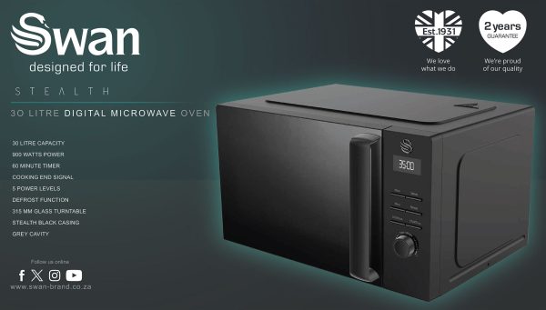 Swan Stealth 30 Litre Digital Microwave Oven