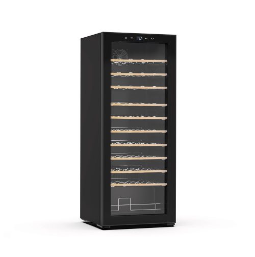 SWC55W-side-angle-with-wood Swan 55 Bottle Wine Cooler
